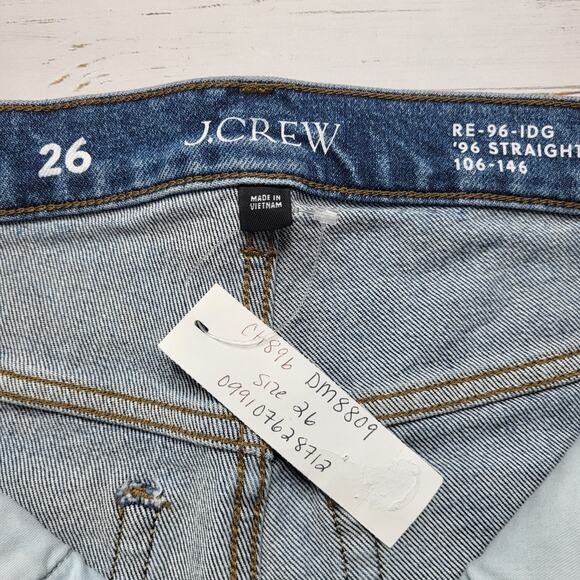 J. Crew 96 Slim Straight Jeans Medium Lark Wash High Rise Full Length Stretch 26 - Picture 9 of 10